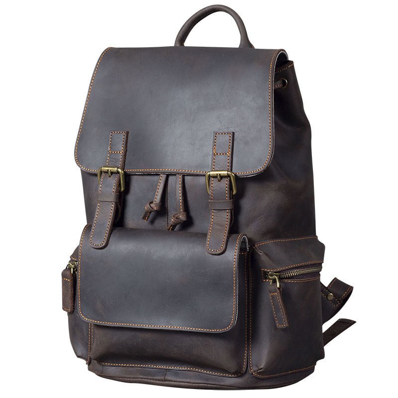 Crazy Horse Leather Backpack Men's Handmade Classic - PrimeMalePrimeMalePrimeMale