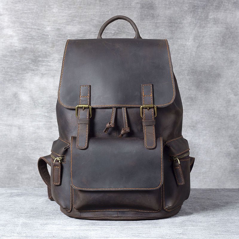 Crazy Horse Leather Backpack Men's Handmade Classic - PrimeMalePrimeMalePrimeMale