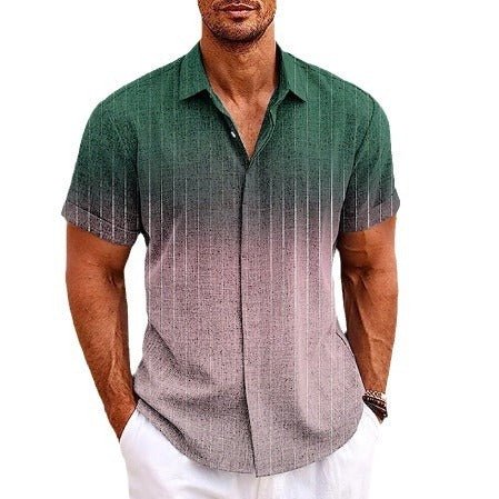 Gradient 3d Printed Short - sleeved Shirt Summer - PrimeMalePrimeMalePrimeMale