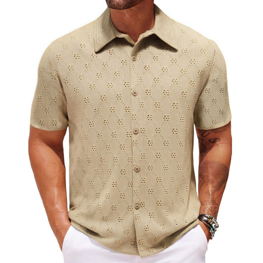 Hollow Jacquard Summer Casual Short Sleeve - PrimeMalePrimeMalePrimeMale