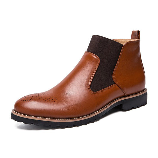 Large Size Flat Leather Shoes Mid - high Cut Broch Carved Polished Color - PrimeMalePrimeMalePrimeMale