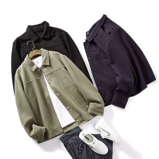 Men's Knitted Waffle Casual Polo Collar Jacket - PrimeMalePrimeMalePrimeMale