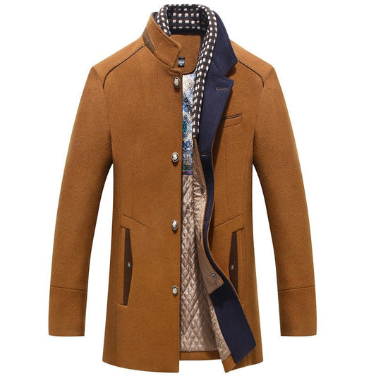 Men's Woolen Coat Thickened Scarf Collar Coat - PrimeMalePrimeMalePrimeMalePrimeMale1