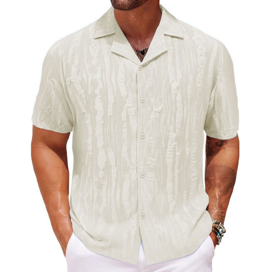 Summer Men's Shirt Cuban Collar - PrimeMalePrimeMalePrimeMale