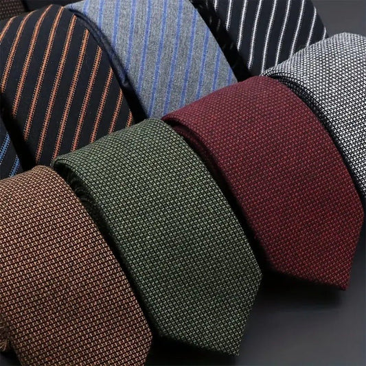 Thickened Sanded Fabric Hand Hit Men's Business Fashion Striped Solid Color Tie Cotton Formal Wear - PrimeMale
